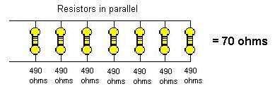Circuit of parallel resistors
